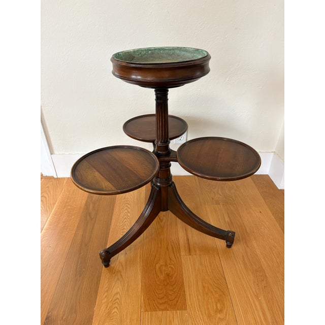 Neoclassical Neoclassical Mahogany Four Top Plant Stand/Server With Copper Liner For Sale - Image 3 of 9