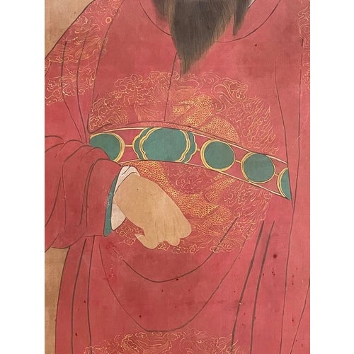 Large 19th Century Chinese Emperor Gaozu of Tang Dynasty Framed Painted Silk For Sale - Image 9 of 10