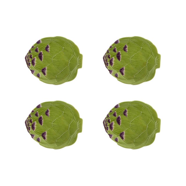 2020s Bordallo Pinheiro Artichoke Dinner Plate, Green, Set of 4 For Sale - Image 5 of 5