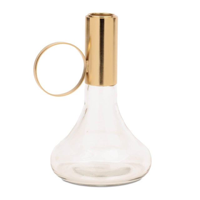 Kenneth Ludwig Chicago Modern Metal Taper Candle Holder with Glass Base (Set of 2) For Sale - Image 4 of 5