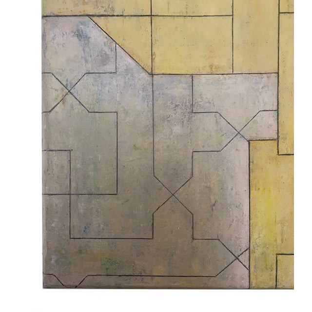 Contemporary Geometric Abstract Square Mixed-Media Painting by Stephen Cimini For Sale - Image 4 of 7