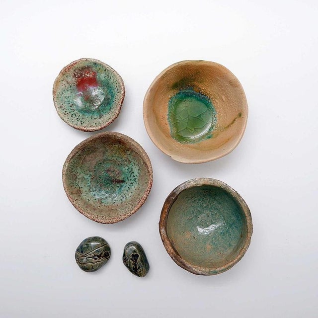 Green Decorative Ceramics by N. Lebrun for Fond d'Atelier, Belgium, 1970s, Set of 6 For Sale - Image 13 of 13