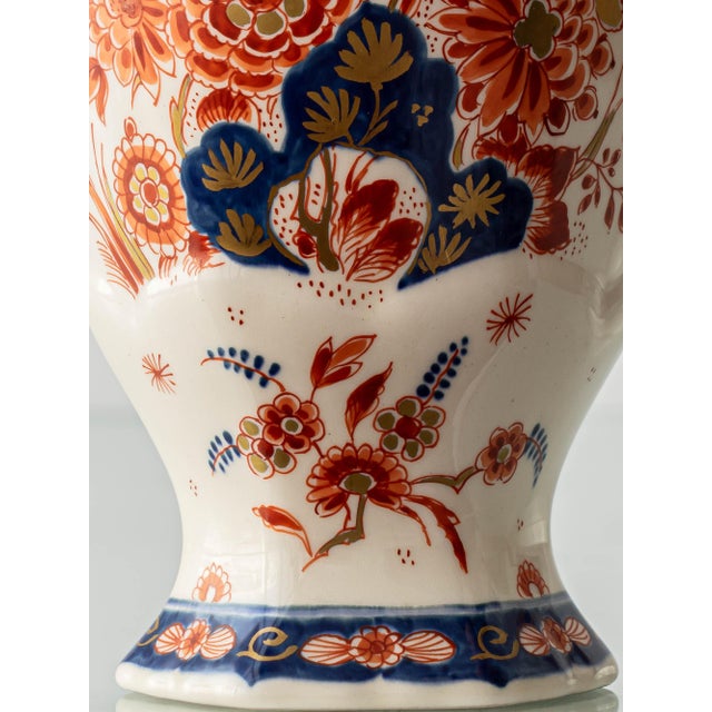 Imari Red Blue Gold Ceramic Table Lamps with Silk Shades from Royal Delft, 1970s, Set of 2 For Sale - Image 15 of 18