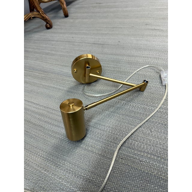 Modern Brass-Tone Swing Arm Wall Lamp For Sale - Image 9 of 10