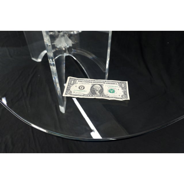 Glass Oval Boat Shape Glass Top Butterfly Lucite Base 88" Long Dining Conference Table For Sale - Image 7 of 8