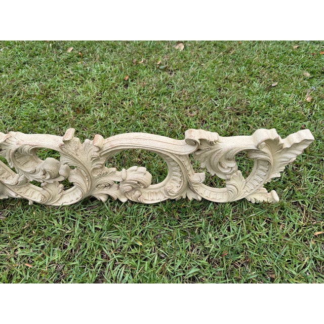 1970s Vintage 64 Inch Baroque Overdoor Wall Pediment Large Shell Scroll Frieze Header For Sale - Image 9 of 17
