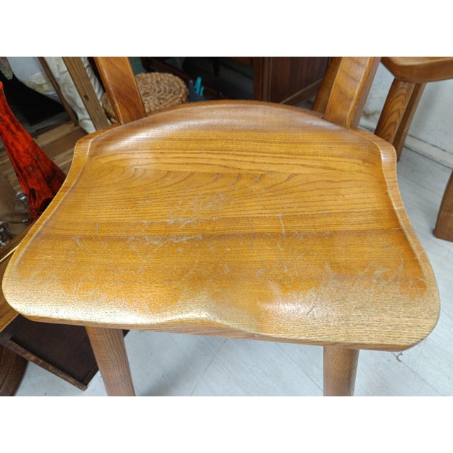 Brutalized Elm High Chairs, 1980s, Set of 5 For Sale - Image 10 of 16