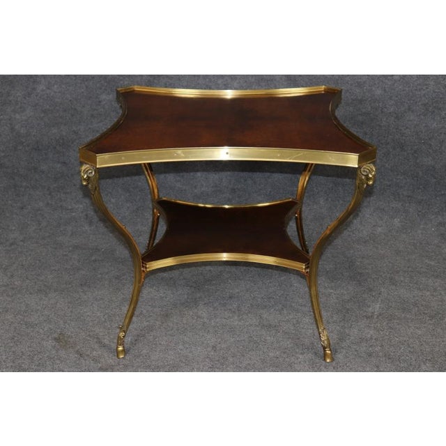 Pair of Directoire Style Brass Ramshead Two Tier Gueridon End Tables For Sale - Image 4 of 13