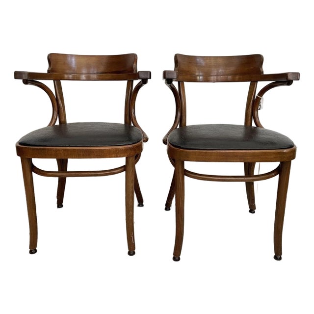 Vintage Mundus Steam Bentwood Captain's Dining Chairs - A Pair For Sale