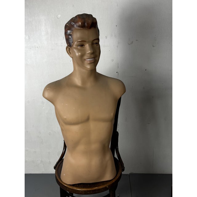 Vintage Mid Century Male Mannequin Buste, 1950s 92 cm high 45 cm wide and 25 cm deep.