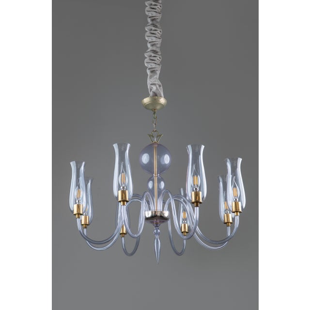 1950s Art Deco Murano Glass Chandelier by Flavio Poli for Seguso Vetri Darte, 1950s For Sale - Image 5 of 14