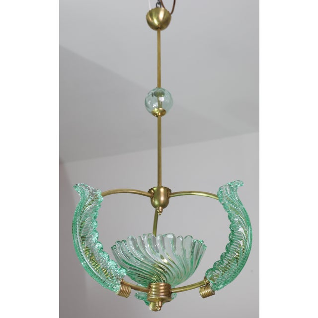 Art Deco 1950s Extra Rare Green Acquamarine Art Deco Barovier E Toso Chandelier For Sale - Image 3 of 16