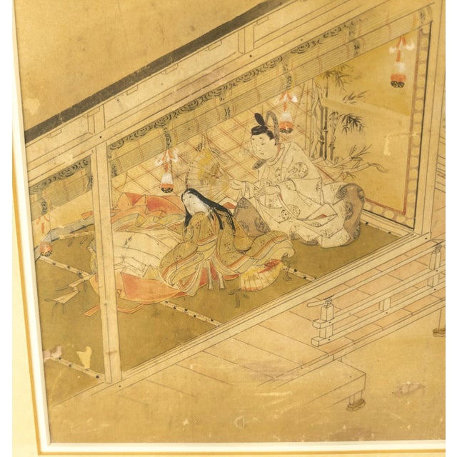 Tan 18th Century Japanese Edo Period Kano School Watercolor Painting on Paper For Sale - Image 8 of 10