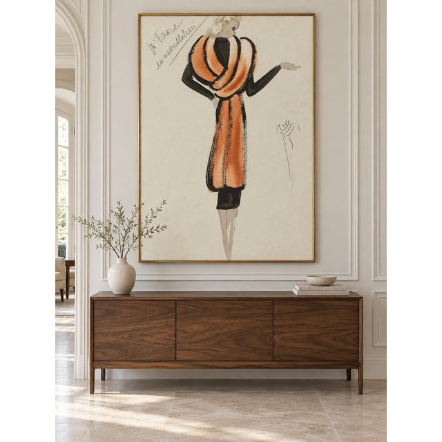 Art Deco Vintage French Fashion Art Print – Rust & Black Art Deco Illustration, 12" X 16" For Sale - Image 3 of 9