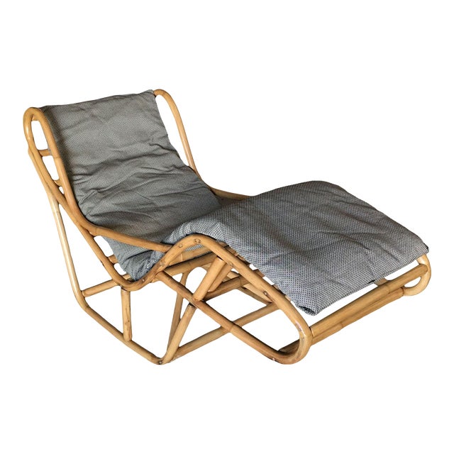 Restored Single-Strand Two-Position Rattan Chaise Lounge For Sale