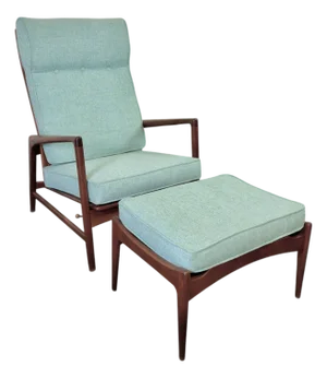 Ib Kofod-Larsen Teak Reclining Lounge Chair & Ottoman for Selig