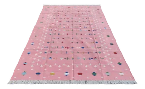 Handmade Pink Cotton Shooting Star Rug - 6'x9'