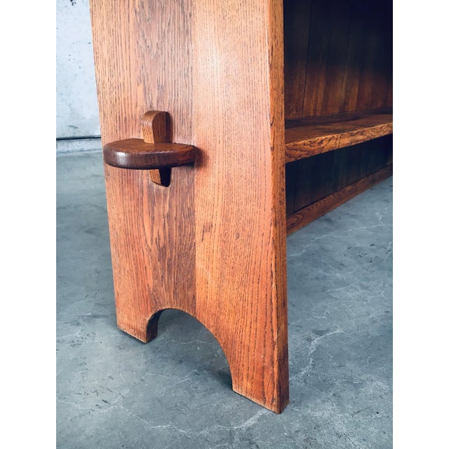 Travail Populaire Handcrafted Low Bookcase in Oak, Belgium, 1950s For Sale - Image 15 of 18