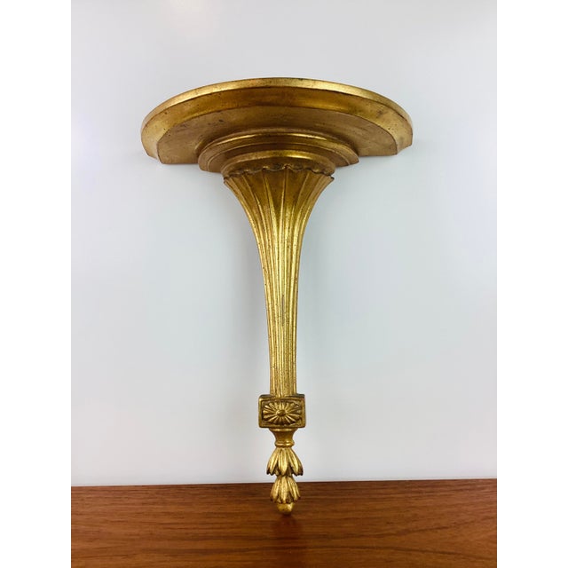 Vintage 1930's / 1940's Art Deco Wall Shelf made of cast plaster type material gold gilt finish 2 metal hangers measures...