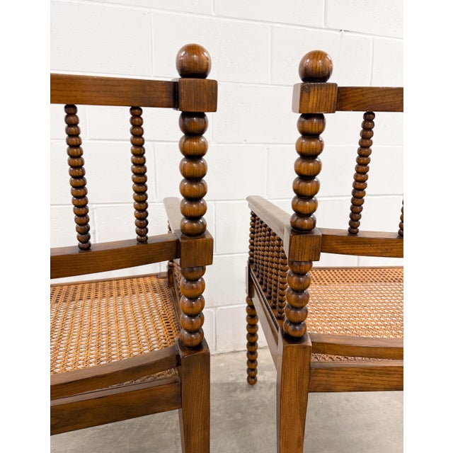 William Morris Style Bobbin Turned Cane Chairs Mid Century For Sale - Image 12 of 18