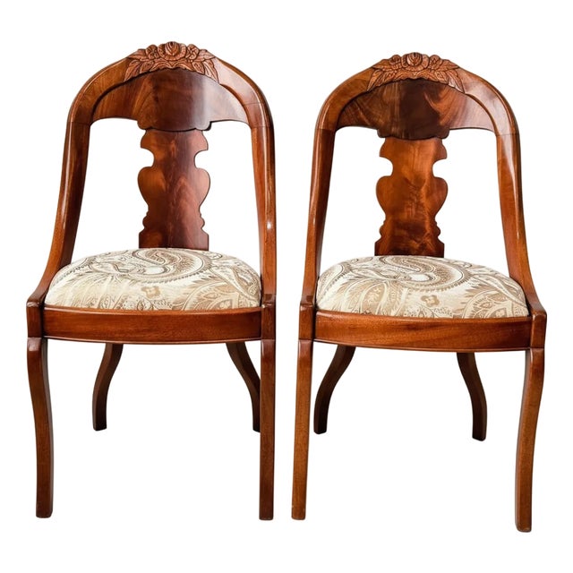 Rococo Revival Side Chairs, c.1845 – Possible Philadelphia Origin, Newly Upholstered For Sale