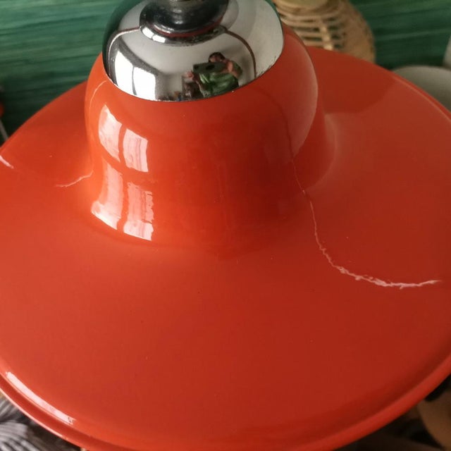 Mid-Century Modern Glossy Orange Pull Down Hanging Light, 1960s For Sale - Image 9 of 10