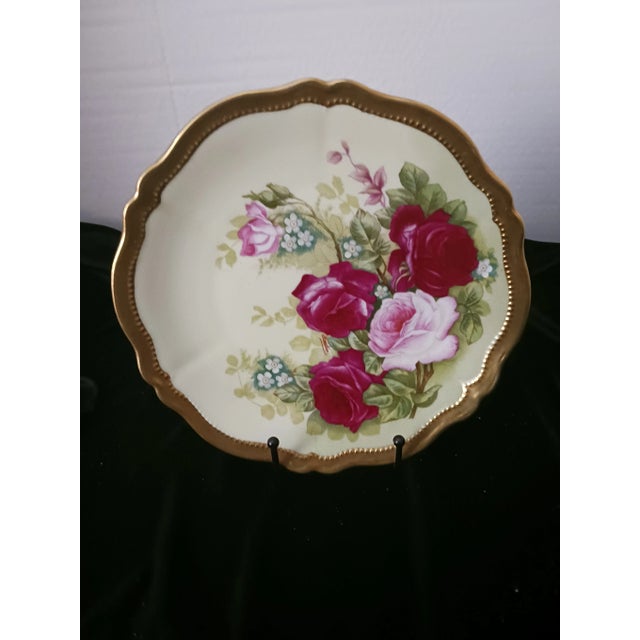 French Country Early 20th Century Royal Austria O & E G Rose Pompadour Plate For Sale - Image 3 of 9