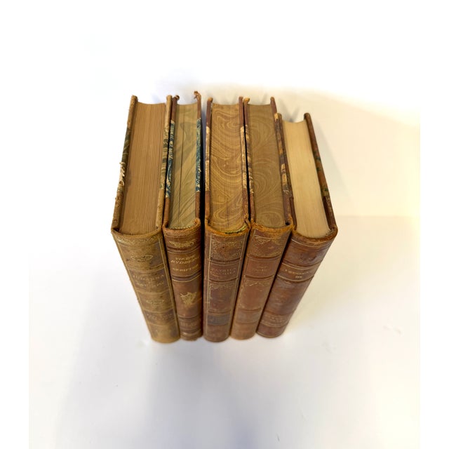 1920s Leather Bound Marbleized Swedish Books - Set of 5 For Sale - Image 4 of 6