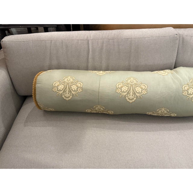 Bespoke Embroidered Damask Long Bolster Pillow For Sale - Image 12 of 12