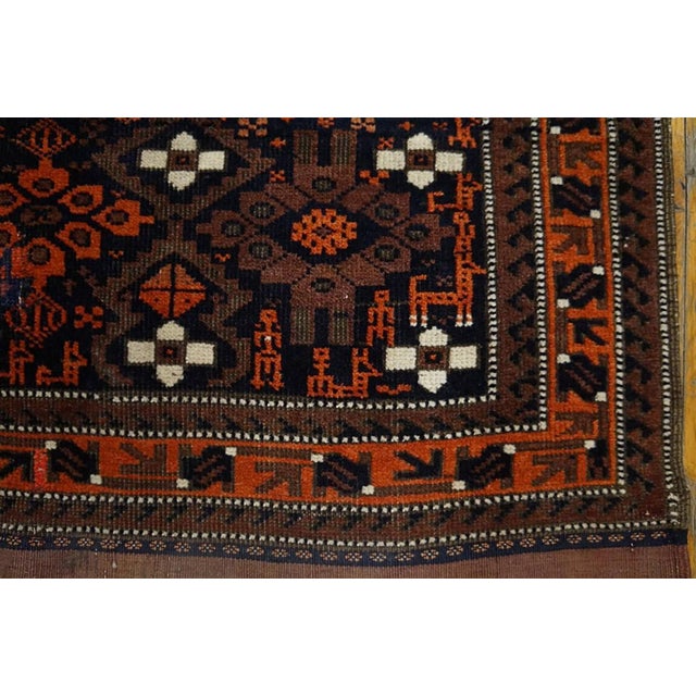 Late 19th Century 1890s Brown Geoemtric Tribal Antique Persian Baluch-Turkman Bag-Face Rug 2'7" X 2'8" Handknotted Wool Carpet For Sale - Image 5 of 5