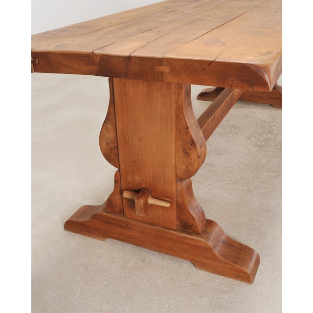 Country French Provincial Oak Farmhouse Dining Table 7Ft For Sale - Image 13 of 18