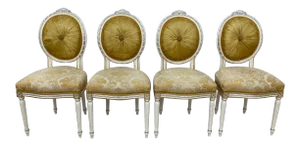 100% Made in Italy by Caspani Tino Part of the Sky Collection . Tino 24 Karat Gold Leaf Italian Dining Chairs - Set of 4