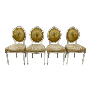 19th Century Reproduction 24 Karat Gold Leaf Italian Dining Chairs by Caspani Tino - Set of 4 For Sale