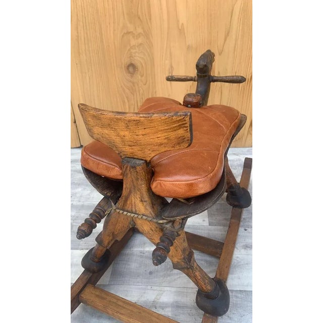 1930s Hand Carved Turkish Wood Camel Rocker With Leather Cushion Seat ...