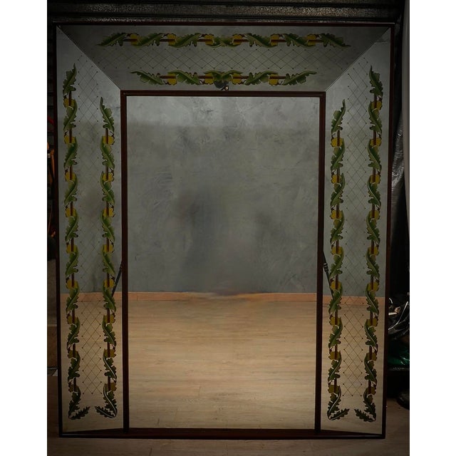 Walnut Wood and Mirrored Glass Wall Mirror by Luigi Brusotti, 1940s For Sale - Image 14 of 17