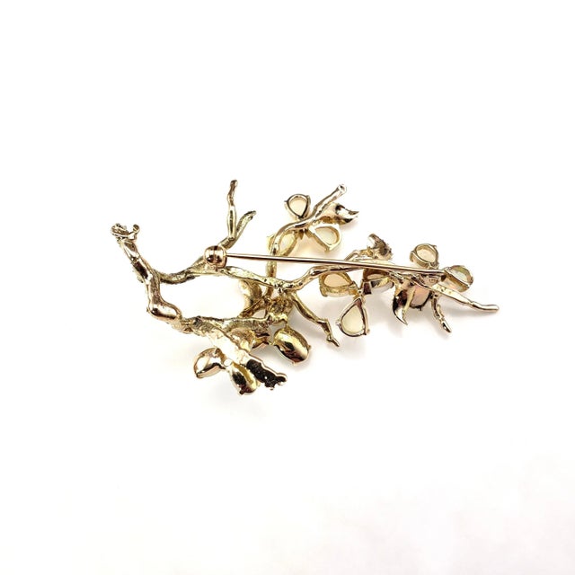 Mid 20th Century Mid 20th Century 12 Karat Yellow Gold and Opal Floral Brooch For Sale - Image 5 of 6