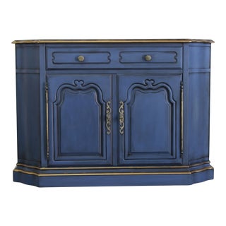 Mid Century Blue Hallway Cabinet, Blue Console For Sale