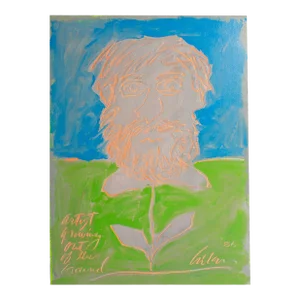 1986 “Artist Growing Out of the Ground” Abstract Acrylic Self Portrait Painting by Harry Hilson