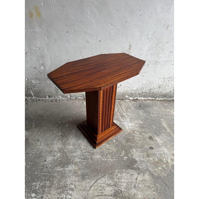 Wood Interbellum Side Table with Prominent Wood Grain, 1930s For Sale - Image 7 of 10
