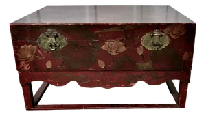 Large Chinoiserie Marriage Chest on Stand, 1920s, Set of 2