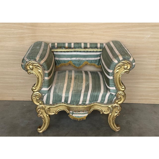 Pair of French 19th Century Rococo Revival Giltwood Armchair For Sale - Image 17 of 18