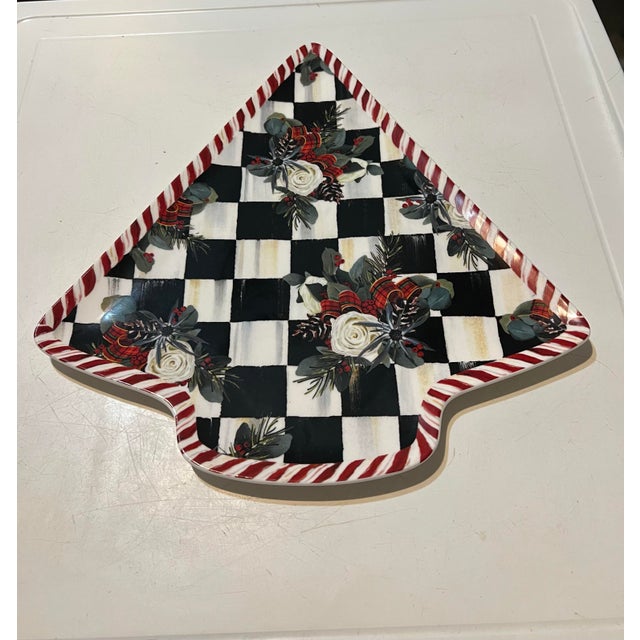 American Mackenzie Childs Scottish Bouquet Cookie Plate For Sale - Image 3 of 7