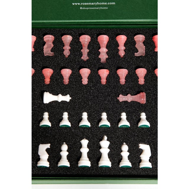 Italian Forest Green/White Large Alabaster Chess Set For Sale - Image 10 of 10