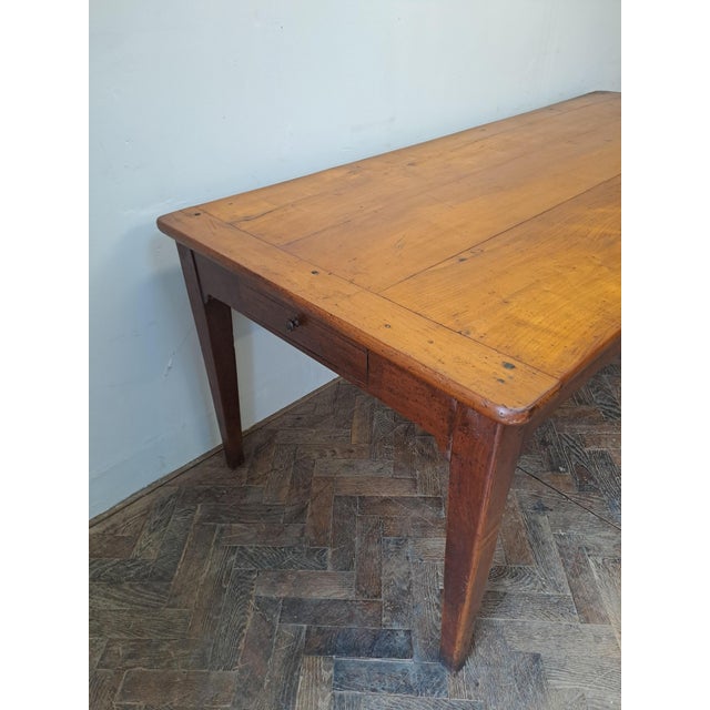 Red French Cherrywood Kitchen Farm Table with Extension, 1860 For Sale - Image 8 of 10