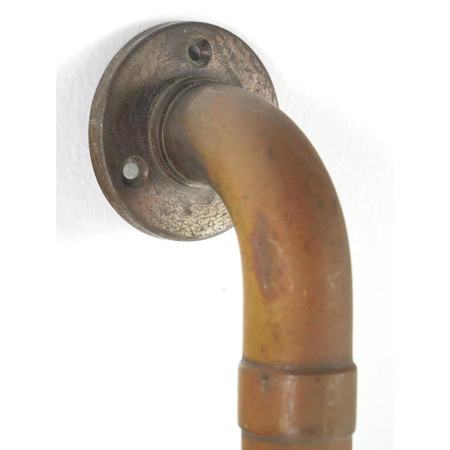 Vintage European 14.25 In. Brass Pipe Door Pull For Sale - Image 6 of 10