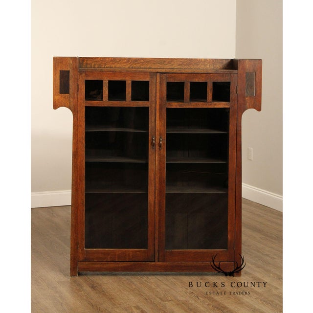 Wood Grand Rapids Antique Mission Oak Bookcase For Sale - Image 7 of 12