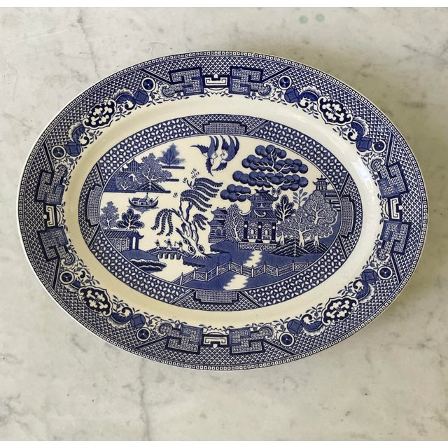 Staffordshire Staffordshire Blue Willow Platter For Sale - Image 4 of 4