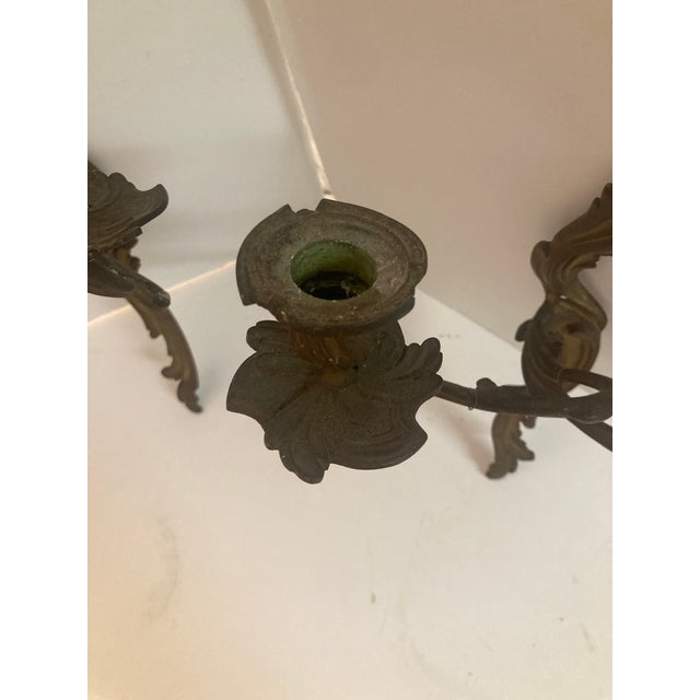 Mid 18th Century French Louis XV Bronze Candle Wall Sconces- A Pair For Sale - Image 5 of 10