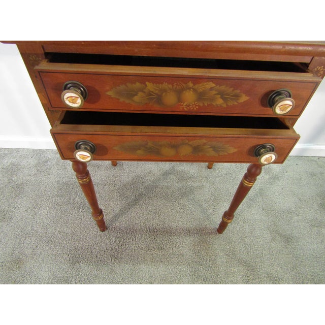 1980s Hitchcock Solid Maple Paint Decorated Nightstand For Sale - Image 5 of 8