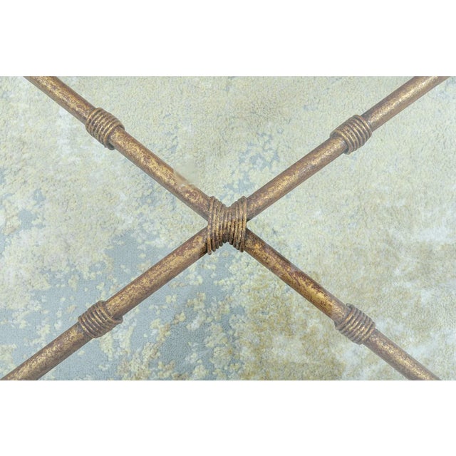 Gold Late 20th Century Vintage Gilt Iron and Glass-Top Oval Cocktail Table For Sale - Image 8 of 9